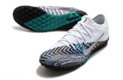 Men's Nike Mercurial Vapor 13 Pro TF Artificial Turf Low-Tops Football Shoes - White/Black/Jade