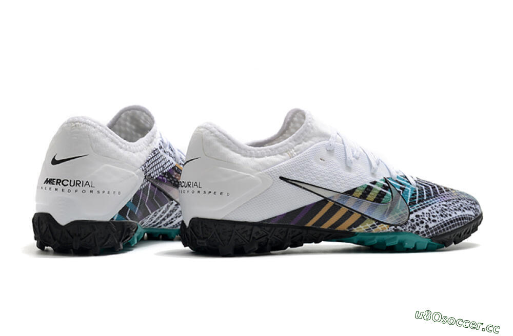 Men's Nike Mercurial Vapor 13 Pro TF Artificial Turf Low-Tops Football Shoes - White/Black/Jade 6