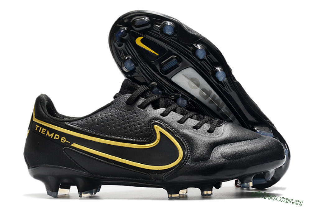 Men's Nike Tiempo Legend 9 Elite FG Firm Ground Low-Tops Football Boots - Black/Yellow 2
