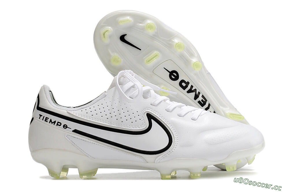 Men's Nike Tiempo Legend 9 Elite FG Firm Ground Low-Tops Football Boots - White/Black 2