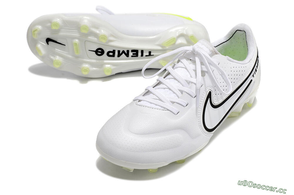 Men's Nike Tiempo Legend 9 Elite FG Firm Ground Low-Tops Football Boots - White/Black 3