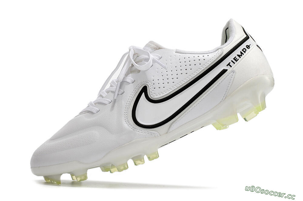 Men's Nike Tiempo Legend 9 Elite FG Firm Ground Low-Tops Football Boots - White/Black 5