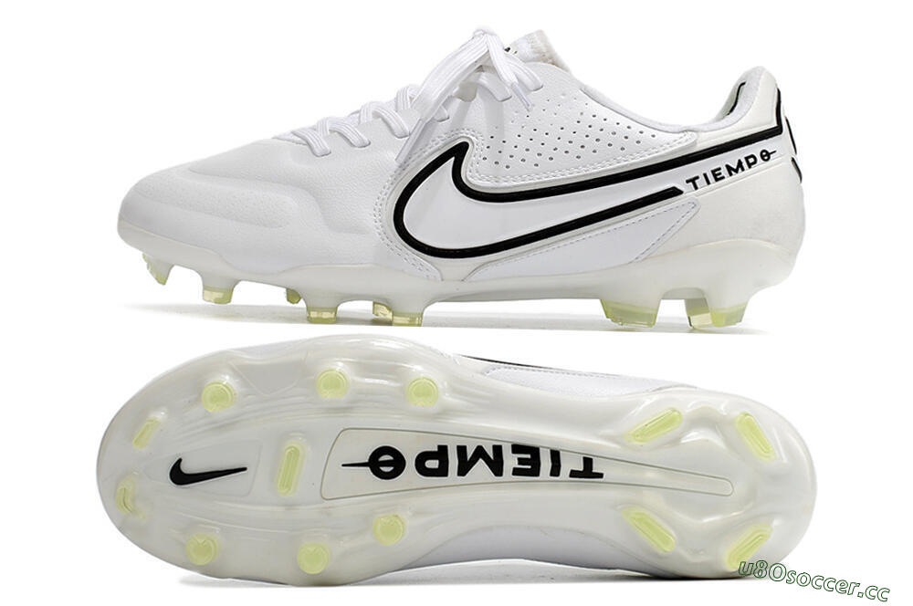 Men's Nike Tiempo Legend 9 Elite FG Firm Ground Low-Tops Football Boots - White/Black 1