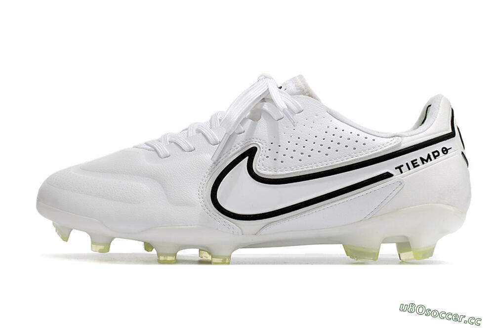 Men's Nike Tiempo Legend 9 Elite FG Firm Ground Low-Tops Football Boots - White/Black 0