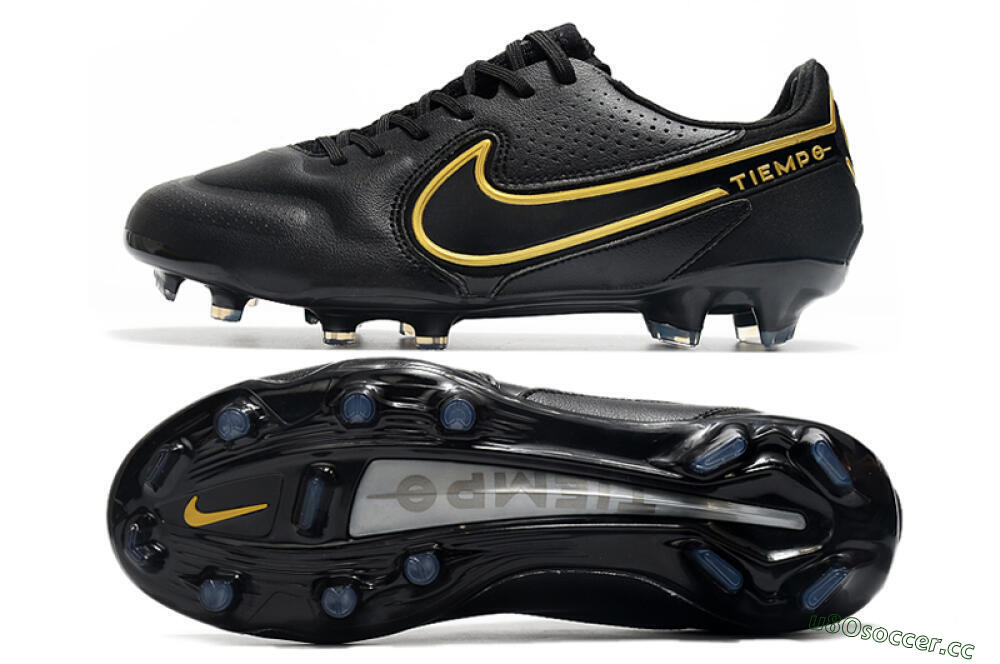 Men's Nike Tiempo Legend 9 Elite FG Firm Ground Low-Tops Football Boots - Black/Yellow 1