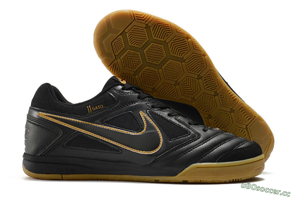 Men's Supreme x Nike SB Gato IC Indoor & Futsal Low-Tops Football Shoes - Black/Brown 2