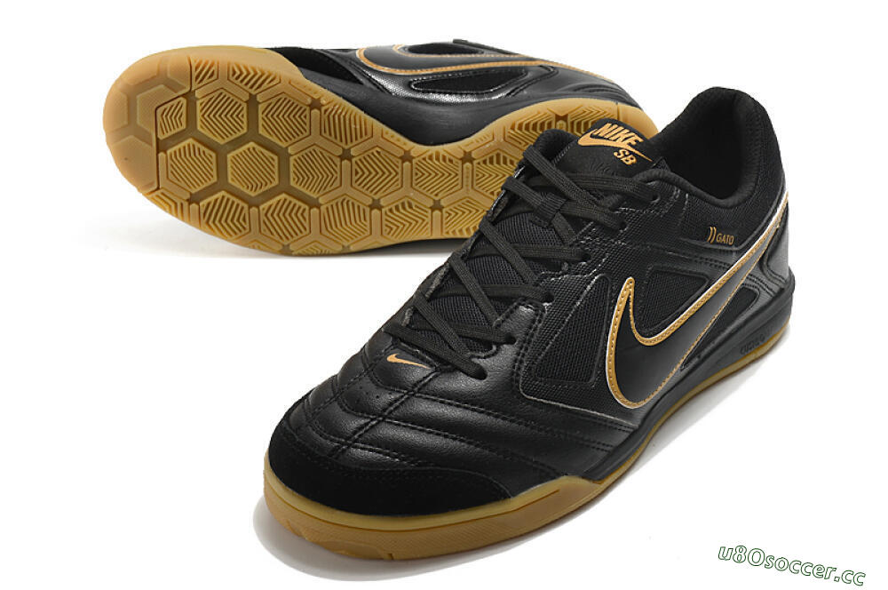 Men's Supreme x Nike SB Gato IC Indoor & Futsal Low-Tops Football Shoes - Black/Brown 3