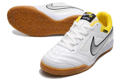 Men's Supreme x Nike SB Gato IC Indoor & Futsal Low-Tops Football Shoes - White/Silver/Yellow