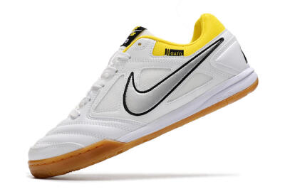 Men's Supreme x Nike SB Gato IC Indoor & Futsal Low-Tops Football Shoes - White/Silver/Yellow