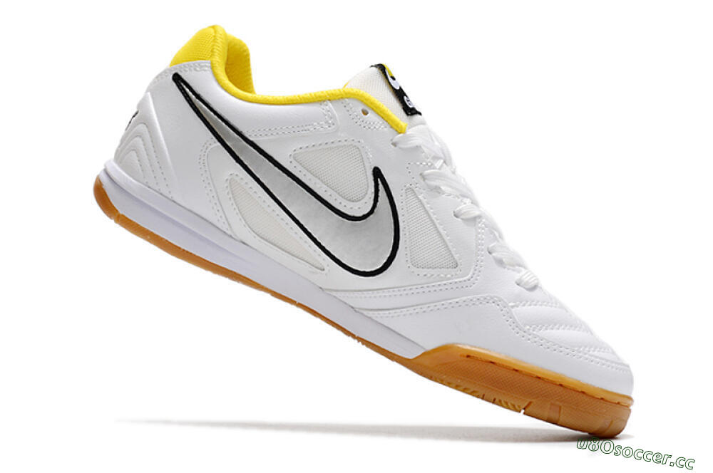Men's Supreme x Nike SB Gato IC Indoor & Futsal Low-Tops Football Shoes - White/Silver/Yellow 5