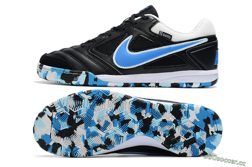 Men's Supreme x Nike SB Gato IC Indoor & Futsal Low-Tops Football Shoes - Black/Blue/White 1