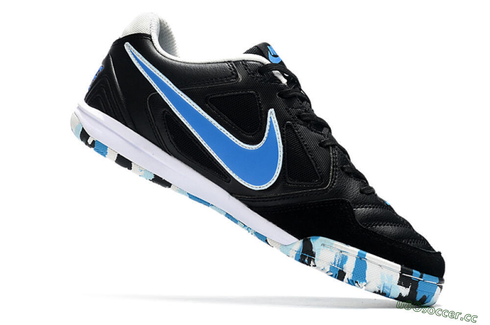 Men's Supreme x Nike SB Gato IC Indoor & Futsal Low-Tops Football Shoes - Black/Blue/White 4