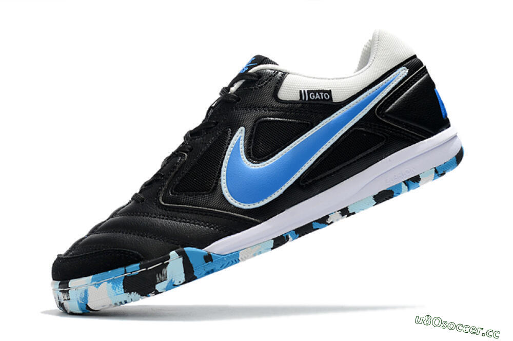 Men's Supreme x Nike SB Gato IC Indoor & Futsal Low-Tops Football Shoes - Black/Blue/White 5