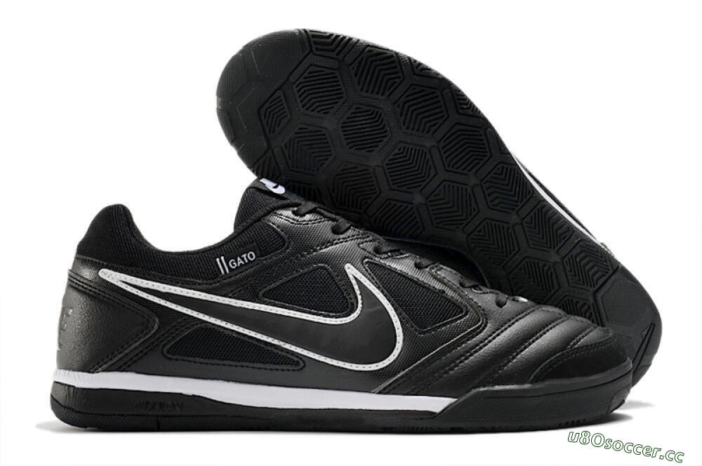 Men's Supreme x Nike SB Gato IC Indoor & Futsal Low-Tops Football Shoes - Black/White 2