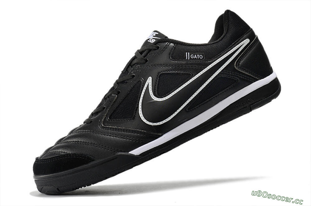Men's Supreme x Nike SB Gato IC Indoor & Futsal Low-Tops Football Shoes - Black/White 5