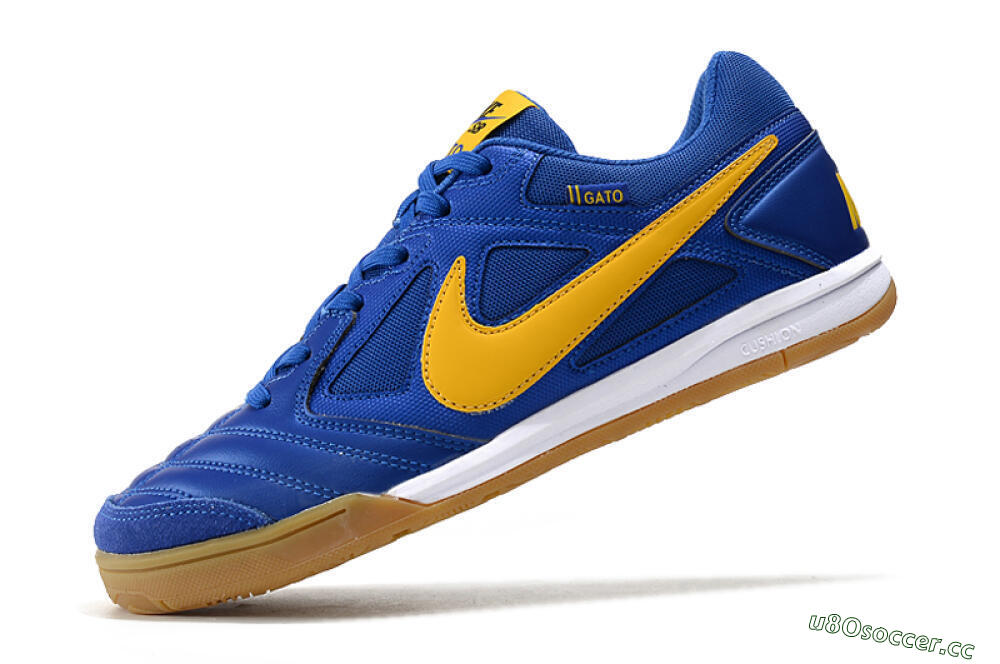 Men's Supreme x Nike SB Gato IC Indoor & Futsal Low-Tops Football Shoes - Blue/Yellow/White 5