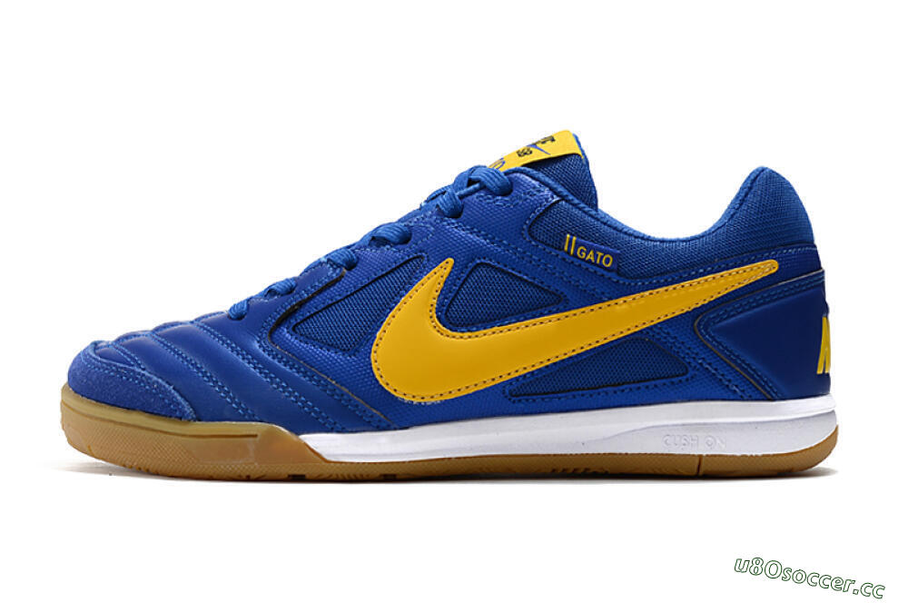 Men's Supreme x Nike SB Gato IC Indoor & Futsal Low-Tops Football Shoes - Blue/Yellow/White 0