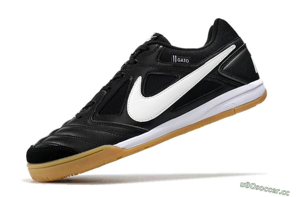Men's Supreme x Nike SB Gato IC Indoor & Futsal Low-Tops Football Shoes - Black/White/Brown 5