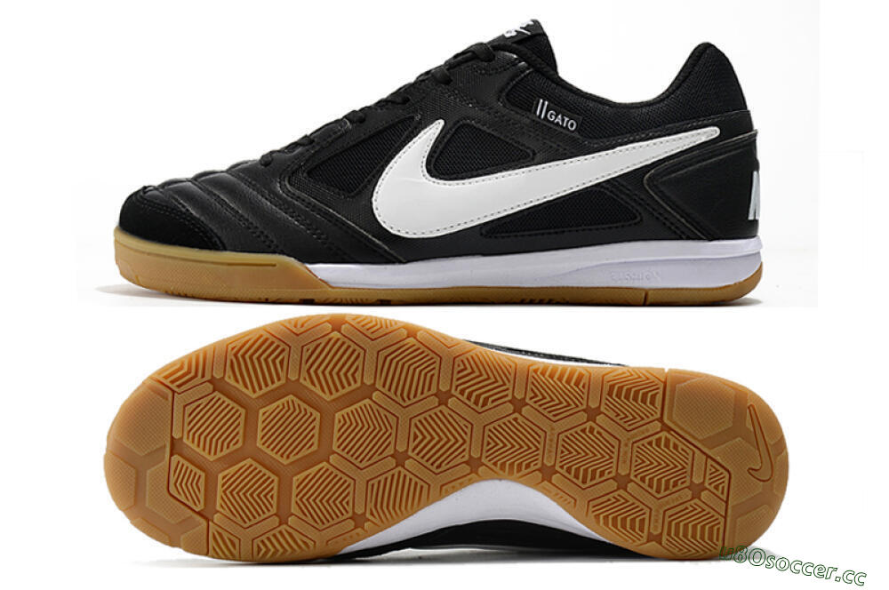 Men's Supreme x Nike SB Gato IC Indoor & Futsal Low-Tops Football Shoes - Black/White/Brown 1