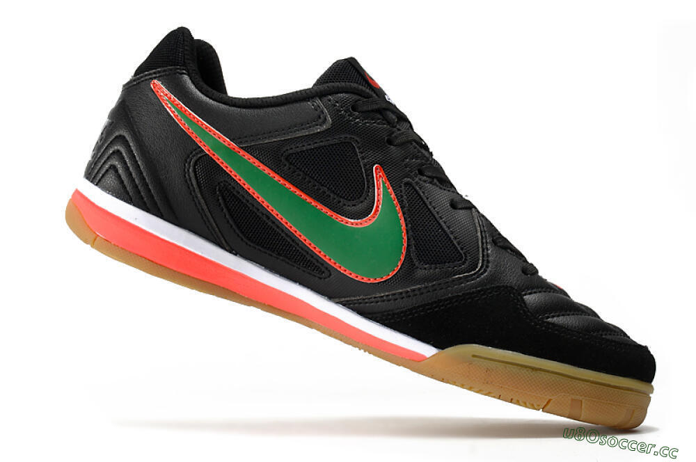 Men's Supreme x Nike SB Gato IC Indoor & Futsal Low-Tops Football Shoes - Black/Red/Green 4