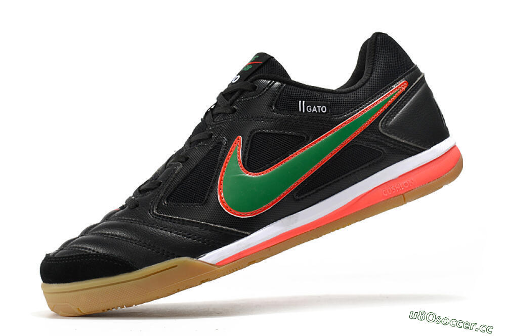 Men's Supreme x Nike SB Gato IC Indoor & Futsal Low-Tops Football Shoes - Black/Red/Green 5