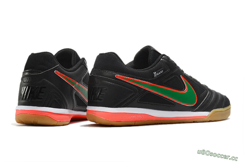Men's Supreme x Nike SB Gato IC Indoor & Futsal Low-Tops Football Shoes - Black/Red/Green 6