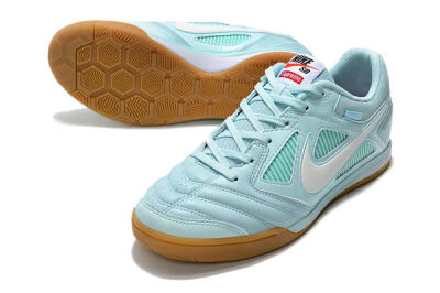 Men's Supreme x Nike SB Gato IC Indoor & Futsal Low-Tops Football Shoes - Jade/White/Brown