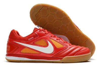 Men's Supreme x Nike SB Gato IC Indoor & Futsal Low-Tops Football Shoes - Red/White/Yellow