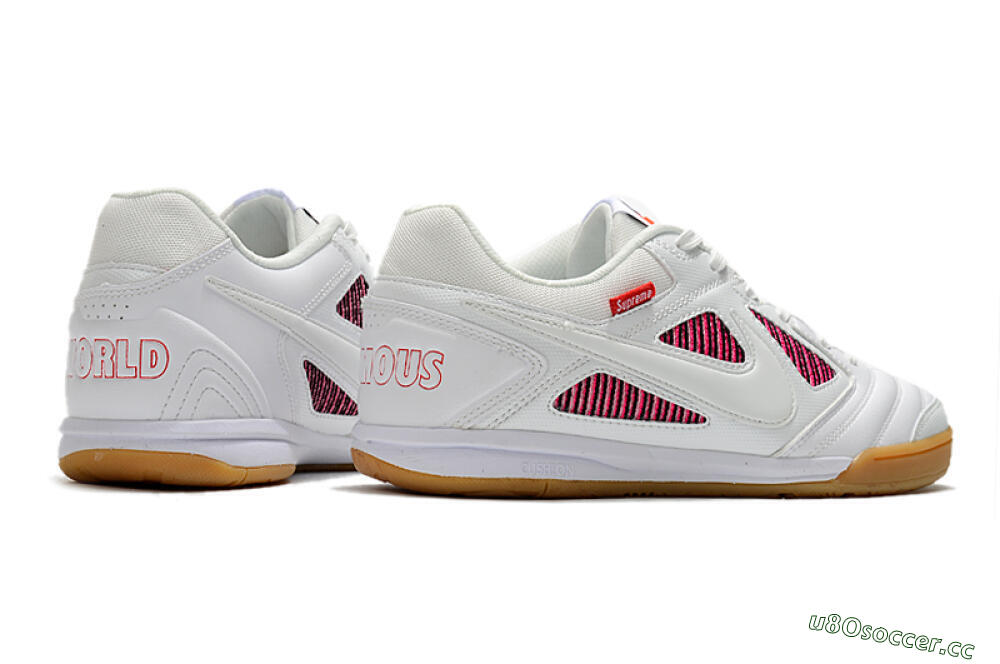 Men's Supreme x Nike SB Gato IC Indoor & Futsal Low-Tops Football Shoes - White/Red/Brown 6