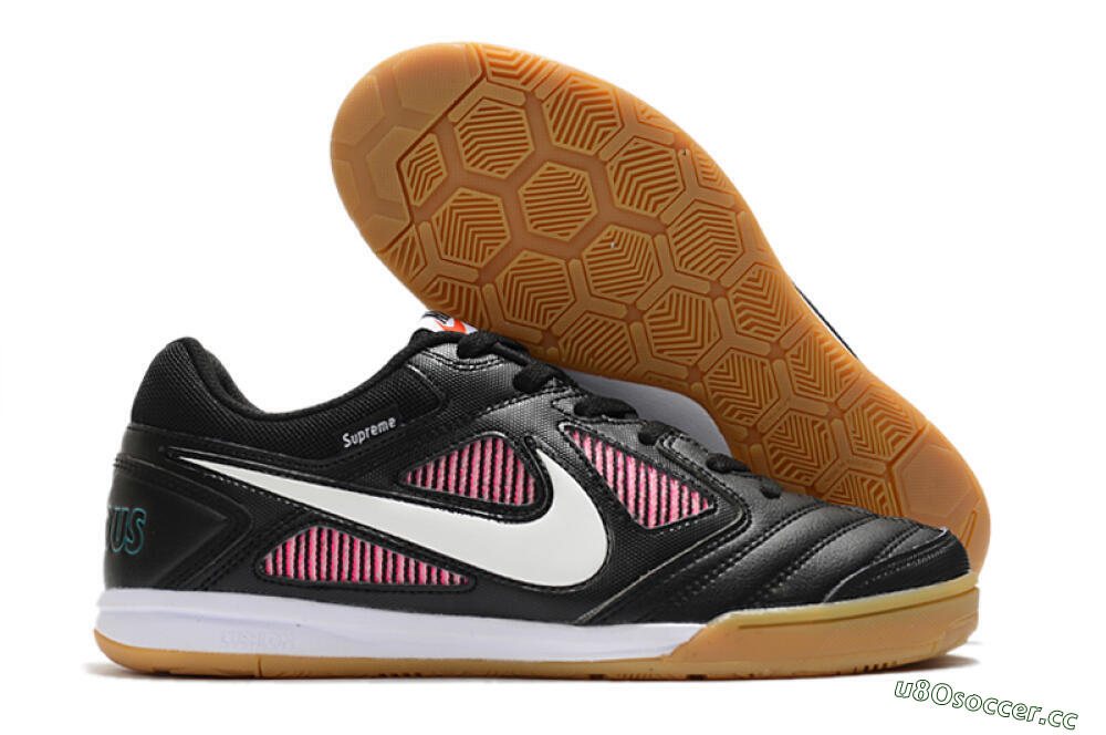 Men's Supreme x Nike SB Gato IC Indoor & Futsal Low-Tops Football Shoes - Black/White/Red 2