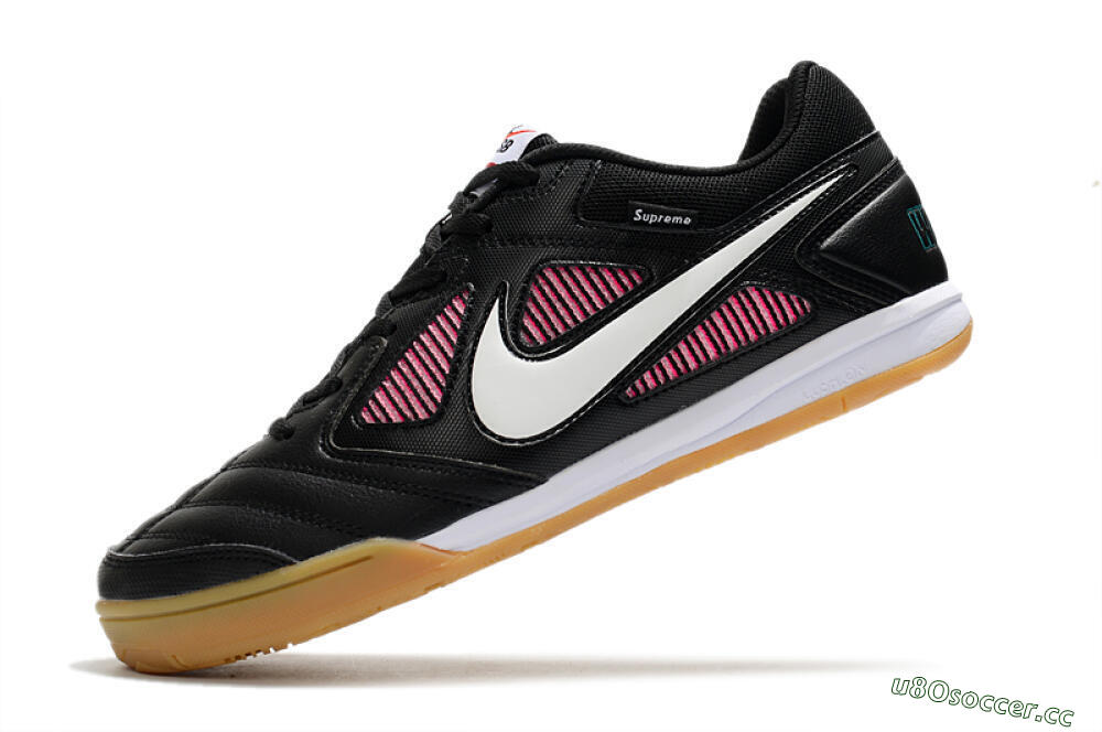 Men's Supreme x Nike SB Gato IC Indoor & Futsal Low-Tops Football Shoes - Black/White/Red 5