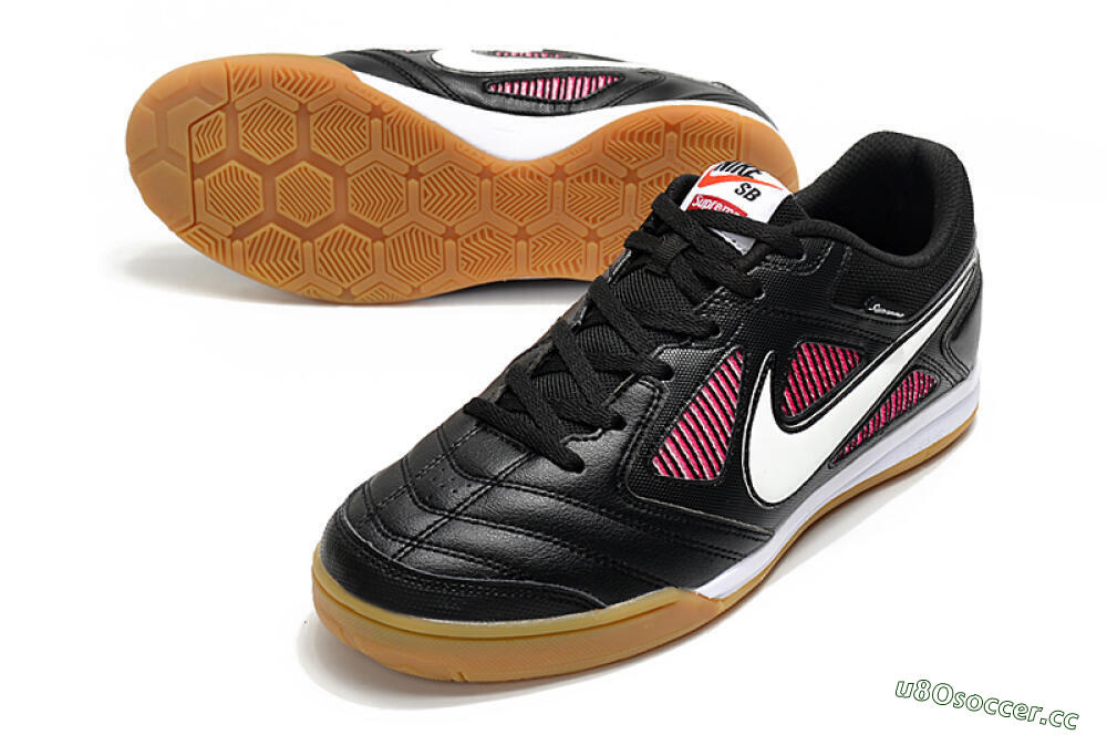 Men's Supreme x Nike SB Gato IC Indoor & Futsal Low-Tops Football Shoes - Black/White/Red 3
