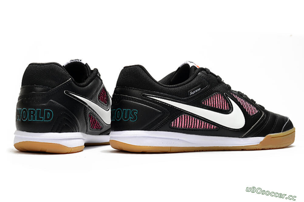 Men's Supreme x Nike SB Gato IC Indoor & Futsal Low-Tops Football Shoes - Black/White/Red 6