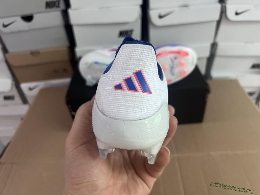 Men's Adidas F50 Adizero FG Firm Ground Low-Tops Football Boots - White/Blue/Pink