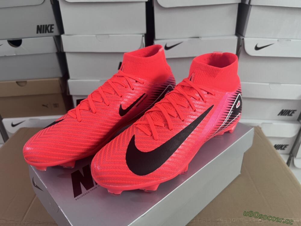 Women's Nike Air Zoom Mercurial Superfly 10 Elite FG Firm Ground High-Tops Football Boots - Red/Black/White