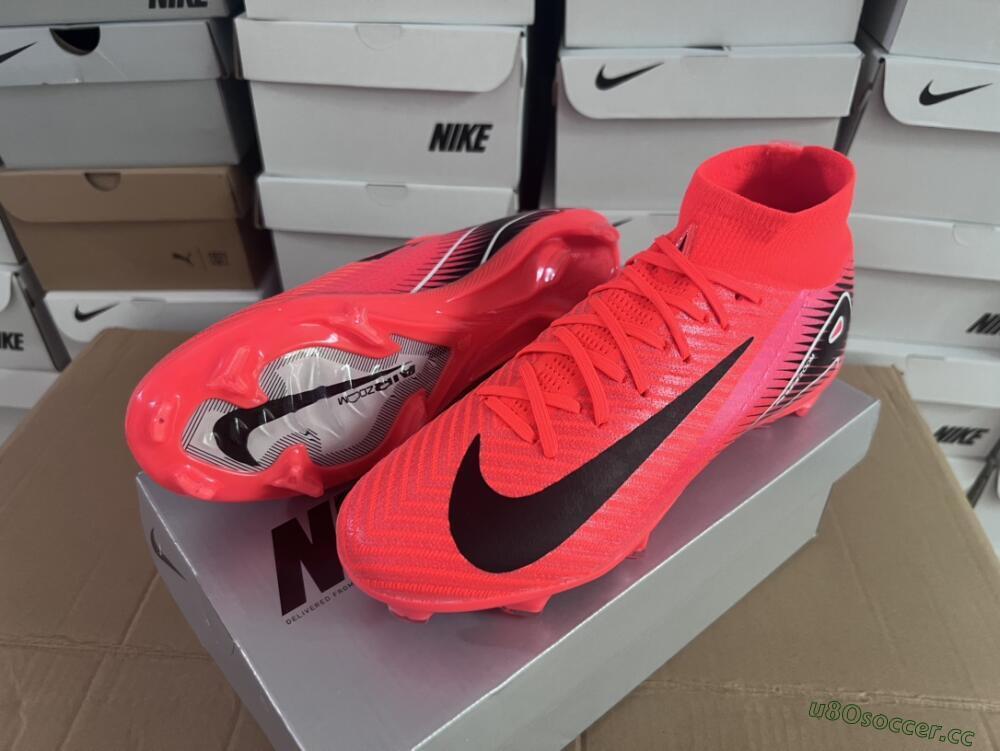 Women's Nike Air Zoom Mercurial Superfly 10 Elite FG Firm Ground High-Tops Football Boots - Red/Black/White