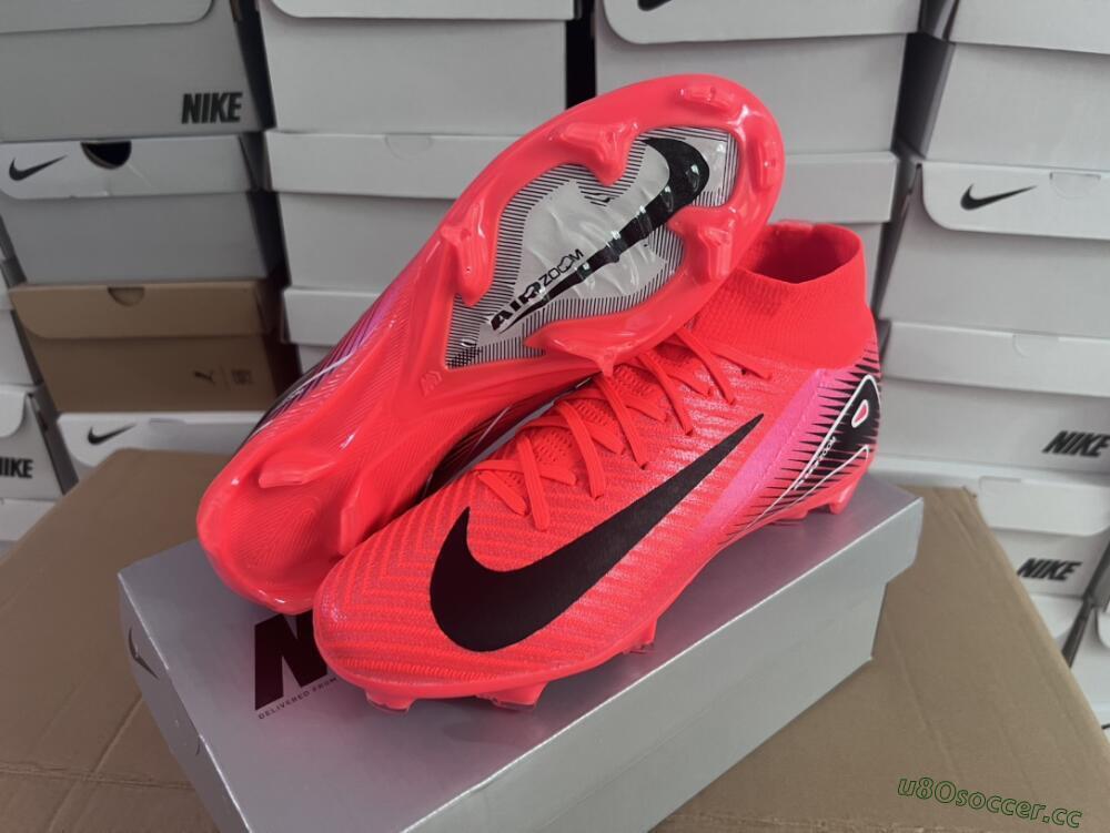 Women's Nike Air Zoom Mercurial Superfly 10 Elite FG Firm Ground High-Tops Football Boots - Red/Black/White