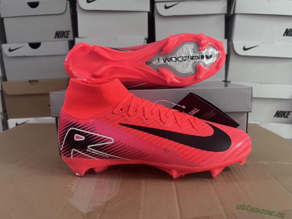 Women's Nike Air Zoom Mercurial Superfly 10 Elite FG Firm Ground High-Tops Football Boots - Red/Black/White