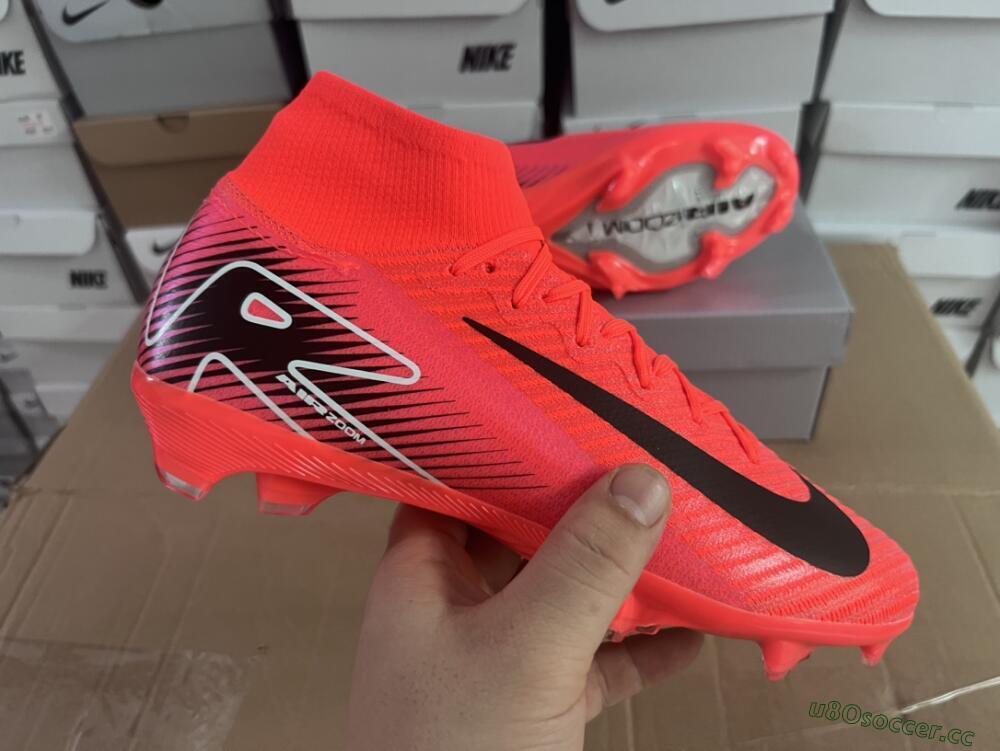 Women's Nike Air Zoom Mercurial Superfly 10 Elite FG Firm Ground High-Tops Football Boots - Red/Black/White