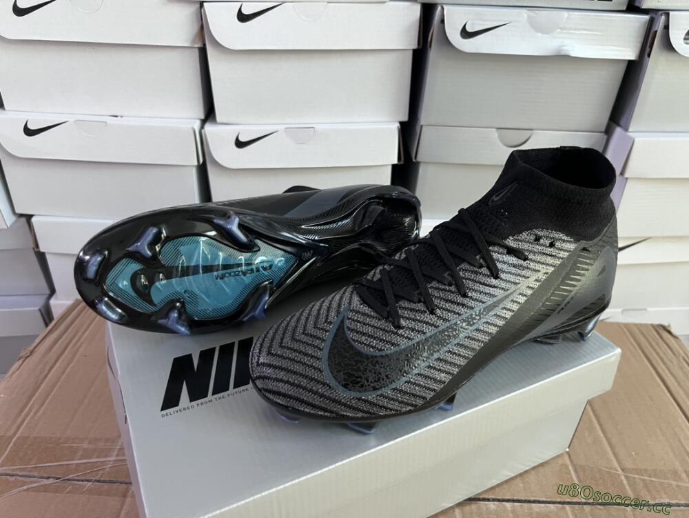 Men's Nike Air Zoom Mercurial Superfly 10 Elite FG Firm Ground High-Tops Football Boots - Black/Jade/Blue