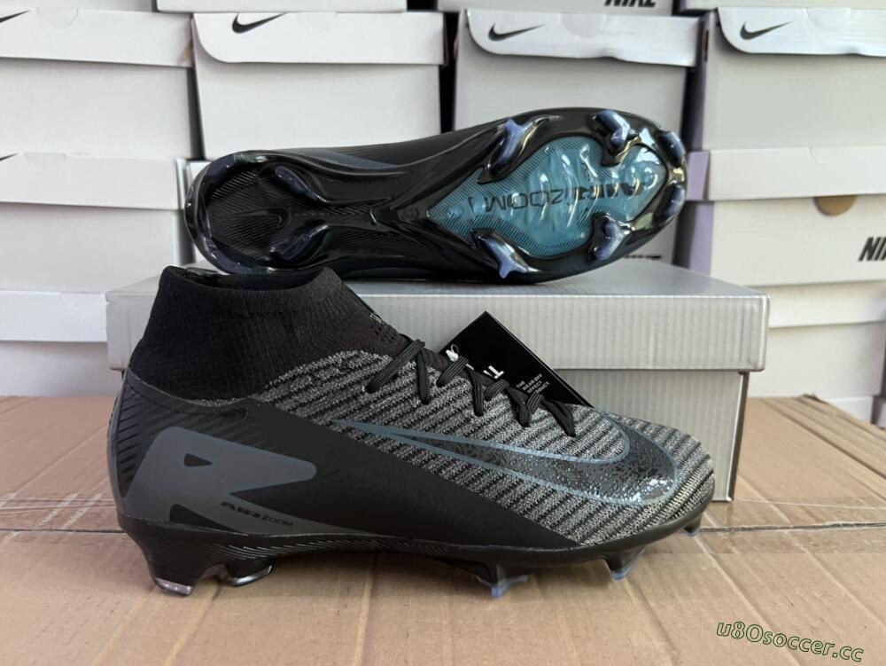 Men's Nike Air Zoom Mercurial Superfly 10 Elite FG Firm Ground High-Tops Football Boots - Black/Jade/Blue