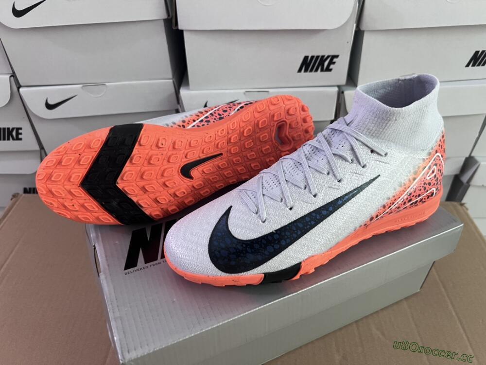 Unisex Nike Air Zoom Mercurial Superfly 10 Elite TF Artificial Turf High-Tops Football Shoes - Grey/Orange/Black