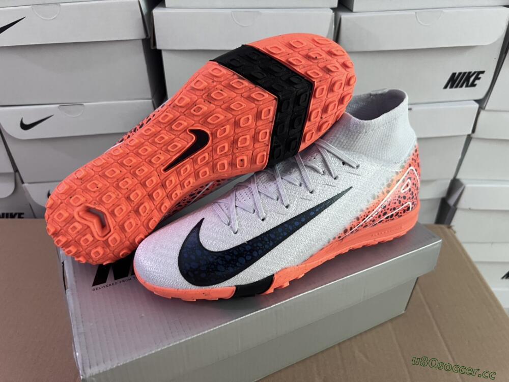 Unisex Nike Air Zoom Mercurial Superfly 10 Elite TF Artificial Turf High-Tops Football Shoes - Grey/Orange/Black