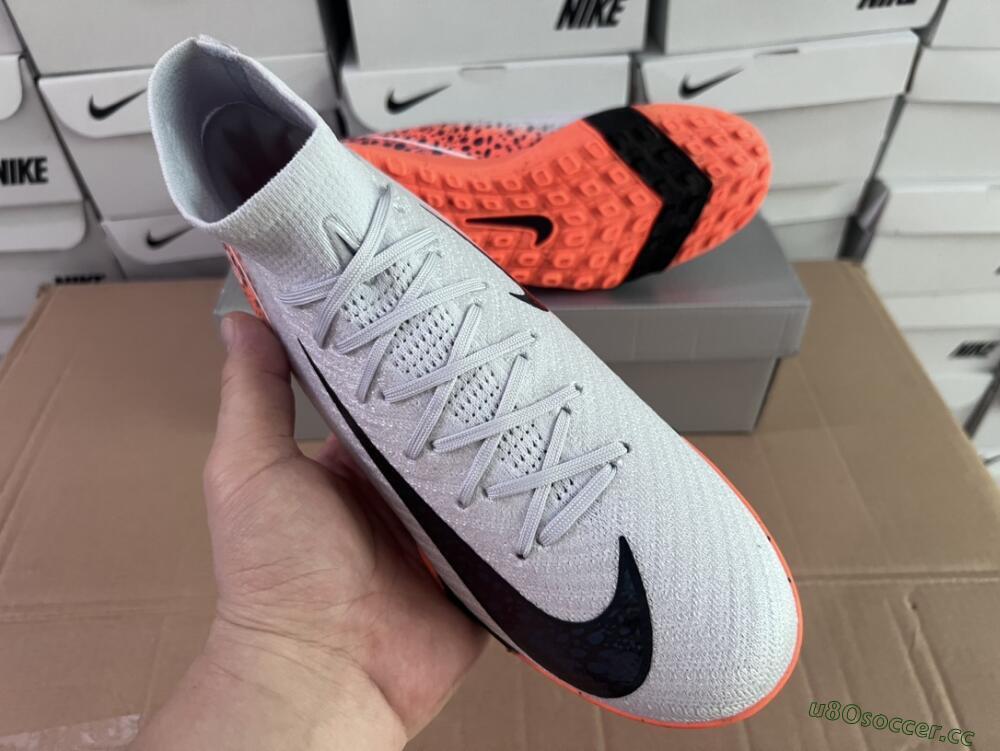 Unisex Nike Air Zoom Mercurial Superfly 10 Elite TF Artificial Turf High-Tops Football Shoes - Grey/Orange/Black
