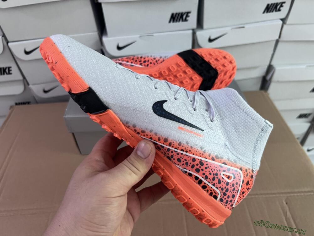 Unisex Nike Air Zoom Mercurial Superfly 10 Elite TF Artificial Turf High-Tops Football Shoes - Grey/Orange/Black