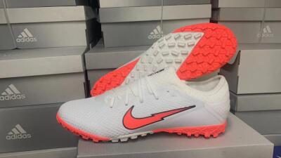 Men's Nike Mercurial Vapor 13 Pro TF Artificial Turf Low-Tops Football Shoes - White/Red