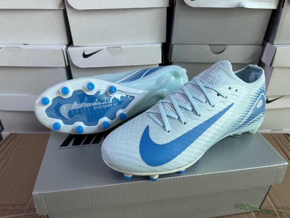 Unisex Nike Air Zoom Mercurial Vapor 16 Elite AG Artificial Grass Low-Tops Football Boots - Jade/Beige/Blue