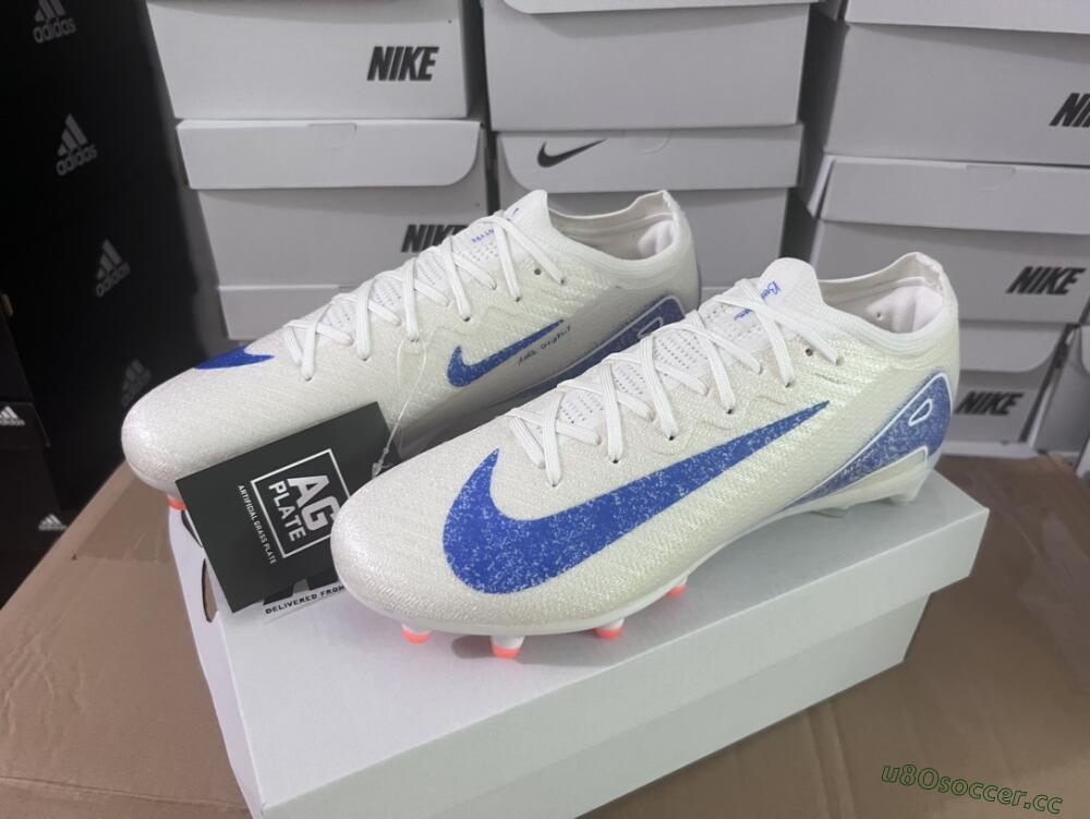 Unisex Nike Air Zoom Mercurial Vapor 16 Elite AG Artificial Grass Low-Tops Football Boots - Beige/Blue