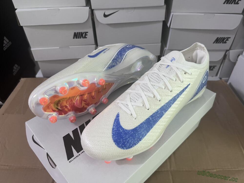 Unisex Nike Air Zoom Mercurial Vapor 16 Elite AG Artificial Grass Low-Tops Football Boots - Beige/Blue