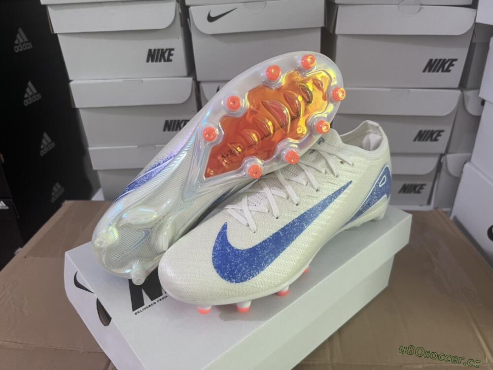 Unisex Nike Air Zoom Mercurial Vapor 16 Elite AG Artificial Grass Low-Tops Football Boots - Beige/Blue
